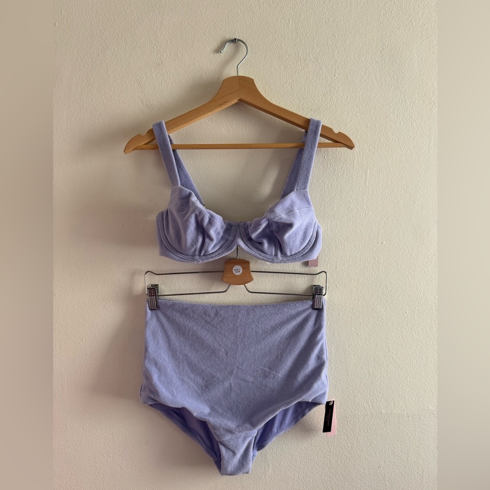 NWT Victoria’s Secret bikini set purple terry high waisted underwire 34D medium